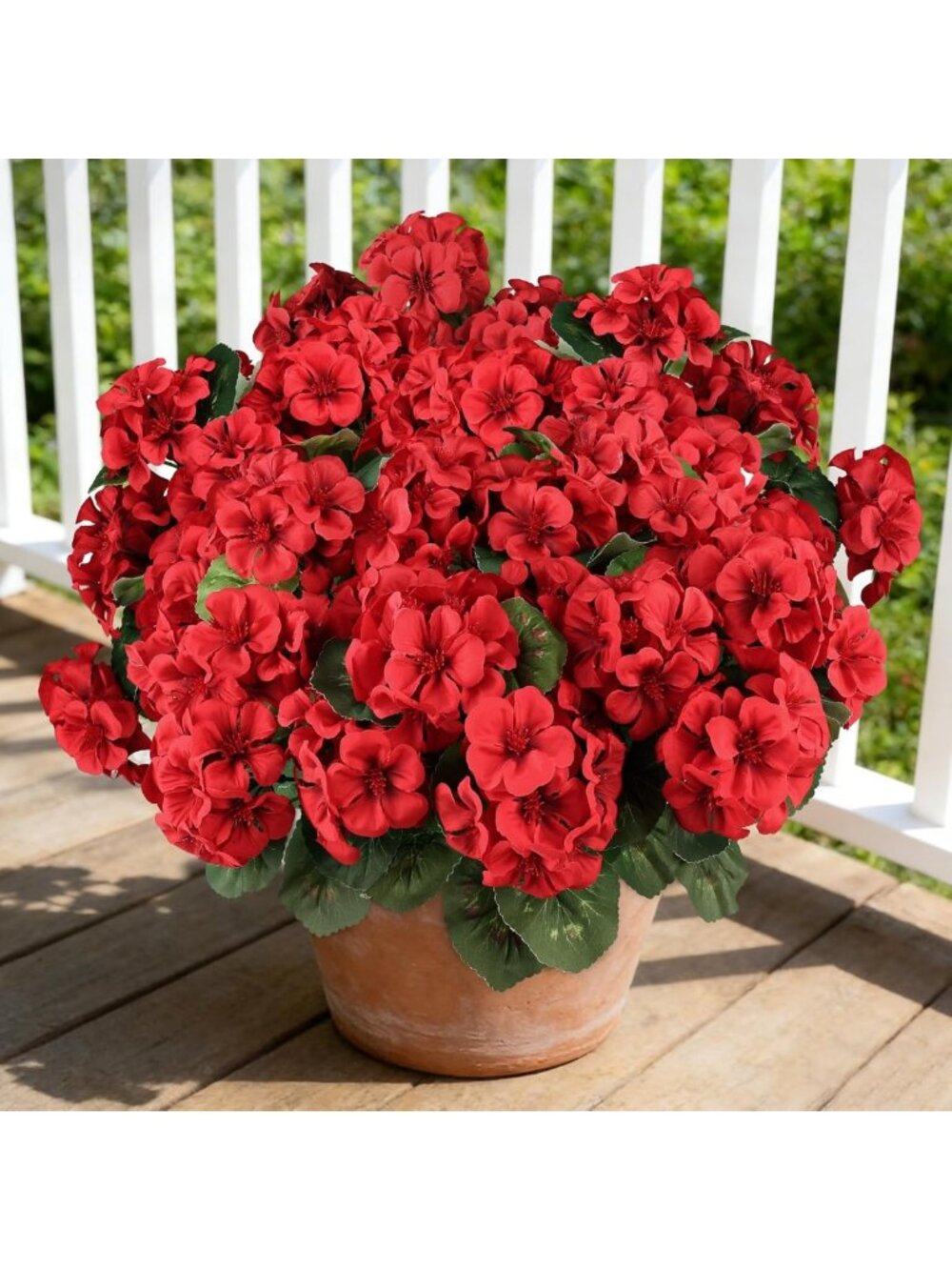 Vibrant Red Artificial Geraniums - 12 PCS Silk Faux Flowers for Outdoor Decor